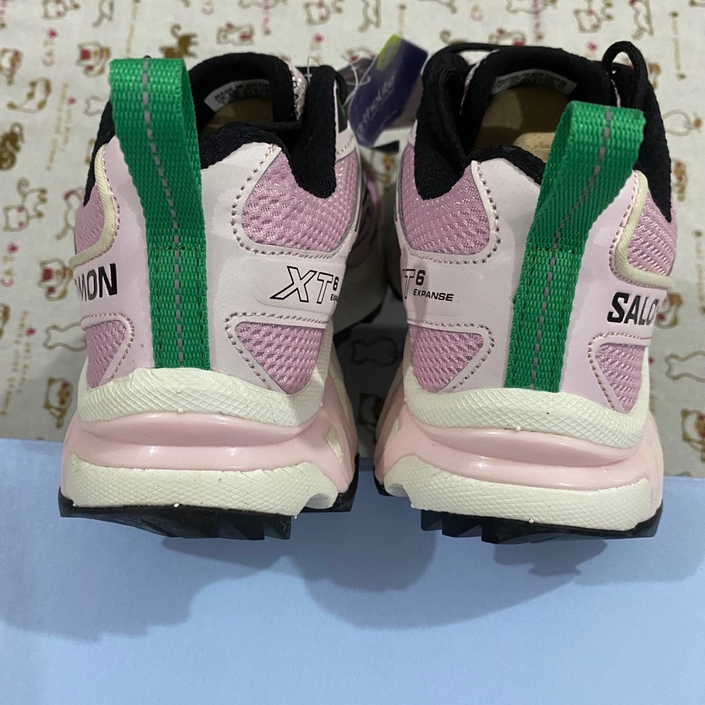 Salomon Women’s Pink and Green Trail Sneakers - Picture 6 of 8